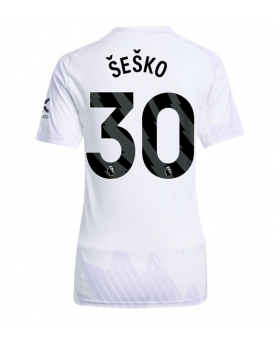 Manchester United Benjamin Sesko #30 Maglia Gara Trasferta Repliche 2025-26 Donna Maniche Corte
